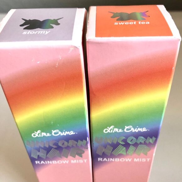 NWT LIME CRIME 2 pk Unicorn Hair Rainbow Temporary Color Mist Stormy & Sweet Tea - Picture 2 of 6